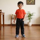 Boys Dark Grey Straight Fit Washed Jeans, गहरा ग्रे, small