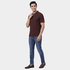 Men's Rust Polo Neck Casual Half Sleeve T-Shirt, Rust, small