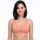 Women's Coral Scoop Neck Sports Bra, Coral, small