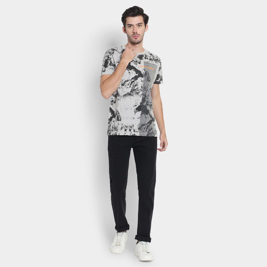 Men's 100% Cotton Round Neck Half Sleeves T-Shirt, गहरा ग्रे, large image number null