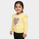 Girls Bright Yellow Crew Neck Casual Sweatshirt, Yellow, small image number null