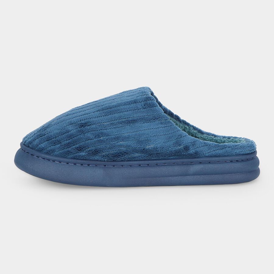 Men's Navy Blue Slip-On Winter Slippers, Navy Blue, large
