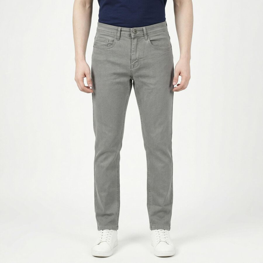 Men's Grey Slim Fit Classic Jeans, हल्का ग्रे, large