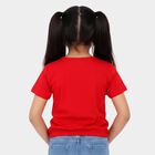 Girls Red Cotton Round Neck Casual T-Shirt, Red, small