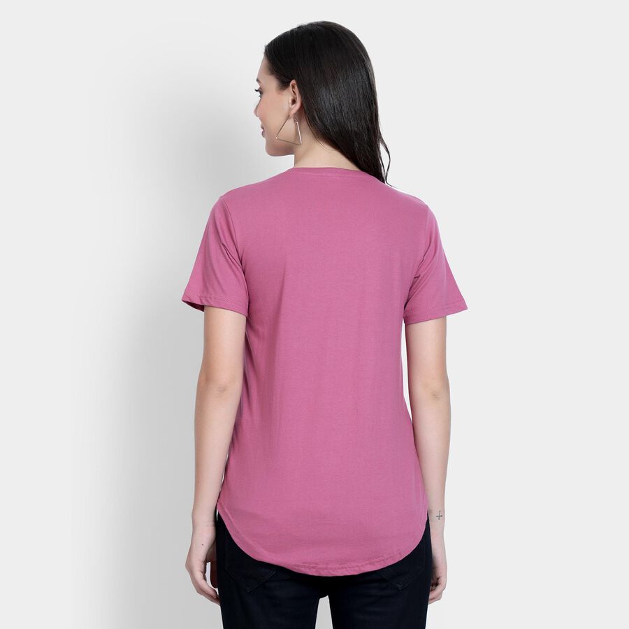 Ladies' 100% Cotton Round Neck T-Shirt , बैंगनी, large image number null