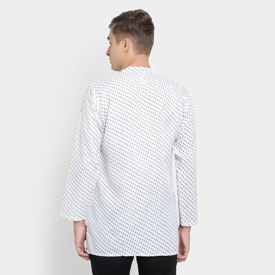 Printed Mandarin Collar Kurta, Off White, large image number null