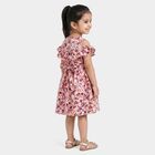 Girls' Pink Floral Printed Fit and Flare Frock, Light Pink, small