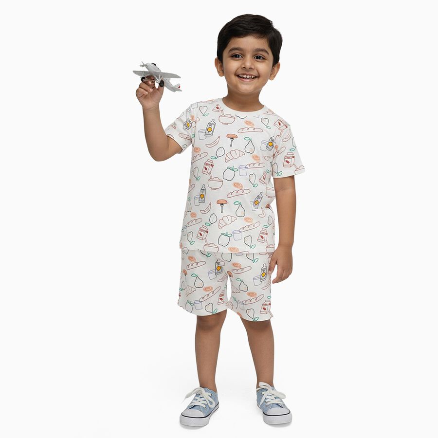 Boys' Night Suit, Beige, large image number null