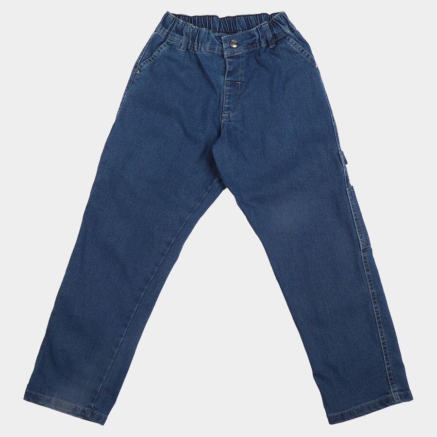 Boys Blue Straight Fit Cargo Jeans, Dark Blue, large
