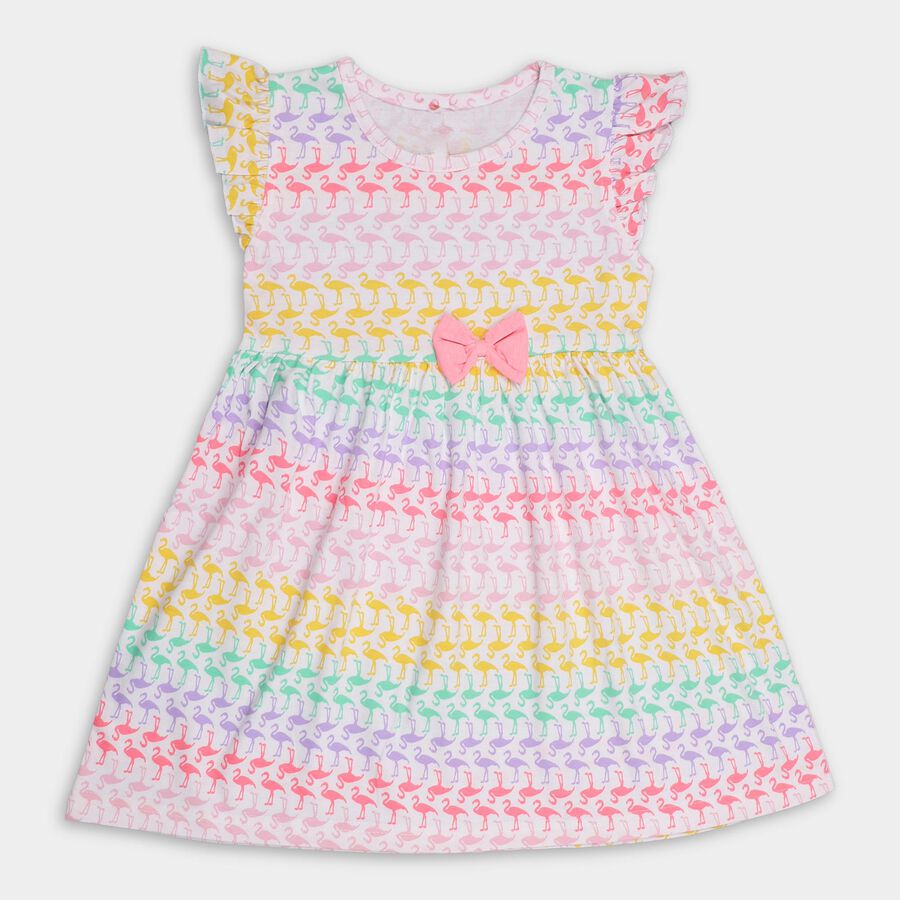 Girls' 100% Cotton Frock, Off White, large image number null