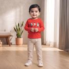 Infants Red Cotton Round Neck Regular T-Shirt, Red, small