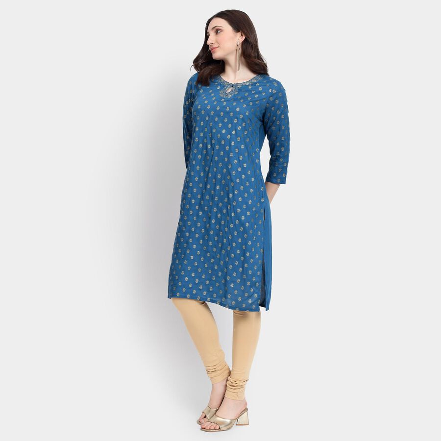 Ladies' Kurta , मध्यम नीला, large image number null