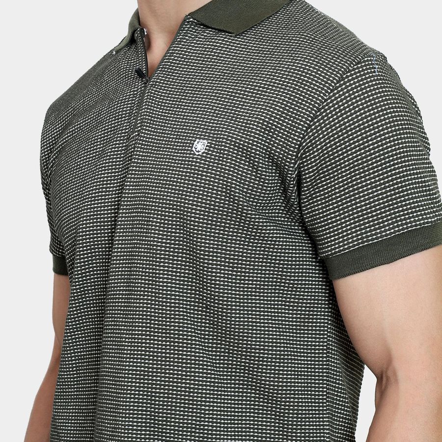 Men's Collared Half Sleeves T-Shirt , गहरा हरा, large image number null