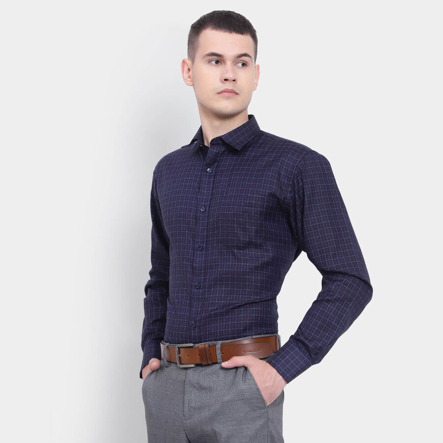 Checks Formal Shirt, Navy Blue, large image number null