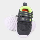 Boys Dark Charcoal Black and Neon Green Velcro Casual Sneakers, Grey, small image number null