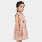 Girls' Pink Floral Printed Fit and Flare Frock, Light Pink, small