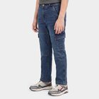 Boys Blue Straight Fit Cargo Jeans, Mid Blue, small