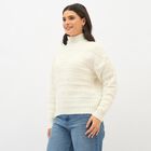 Women's Off-White High Neck Casual Cardigan, ऑफ व्हाइट, small image number null
