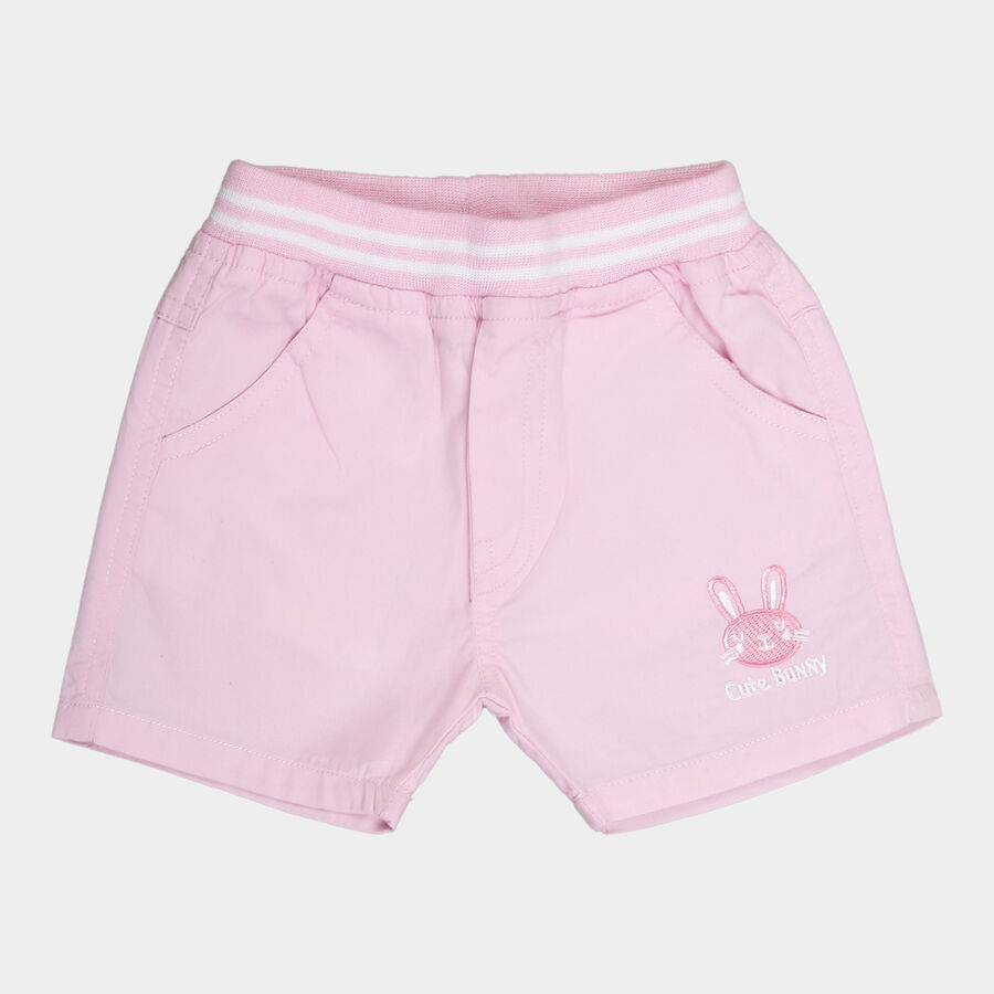 Infants Cotton Solid Half Pant, Pink, large image number null