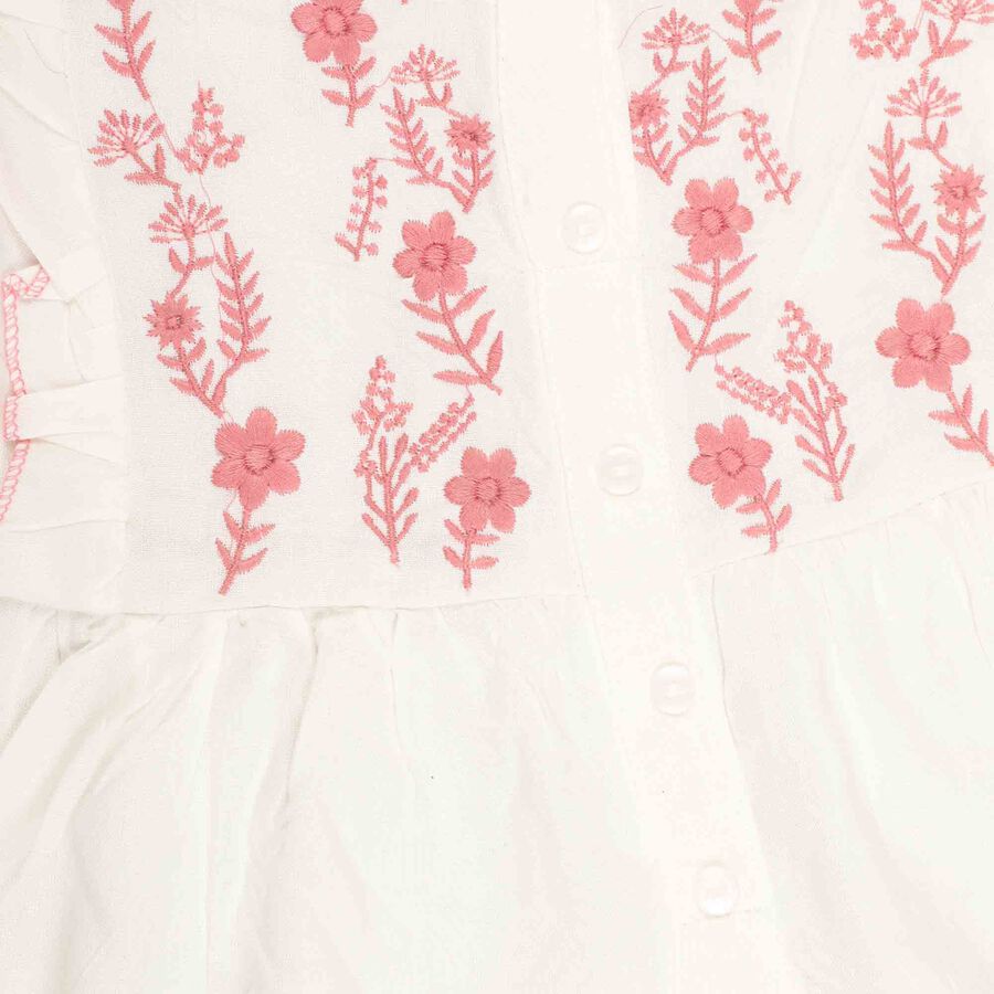 Girls Embellished Full Sleeve Top, Off White, large image number null