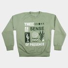 Boys' Mint Green Crew Neck Graphic Print Sweatshirt, Light Green, small