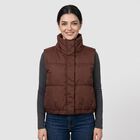 Women's Wine Stand Collar Puffer Jacket, Wine, small