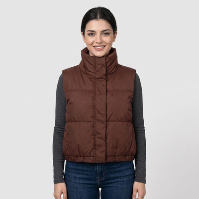 Women's Wine Stand Collar Puffer Jacket