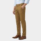 Men's Beige Slim Fit Casual Trousers, खाकी, small