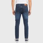 Men's Navy Blue Slim Fit Washed Jeans, Dark Blue, small