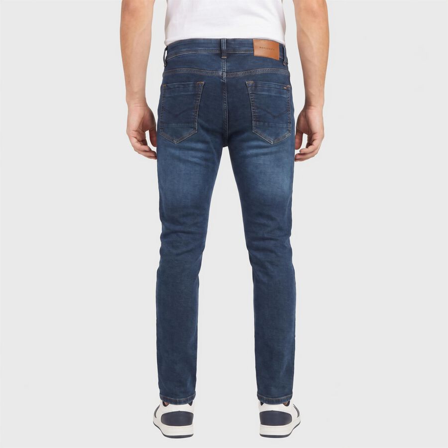 Men's Navy Blue Slim Fit Washed Jeans, Dark Blue, large
