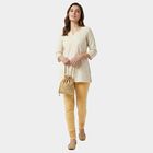 Women's Beige Slim Fit Solid Elastic Waist Churidar, गहरा पीला, small