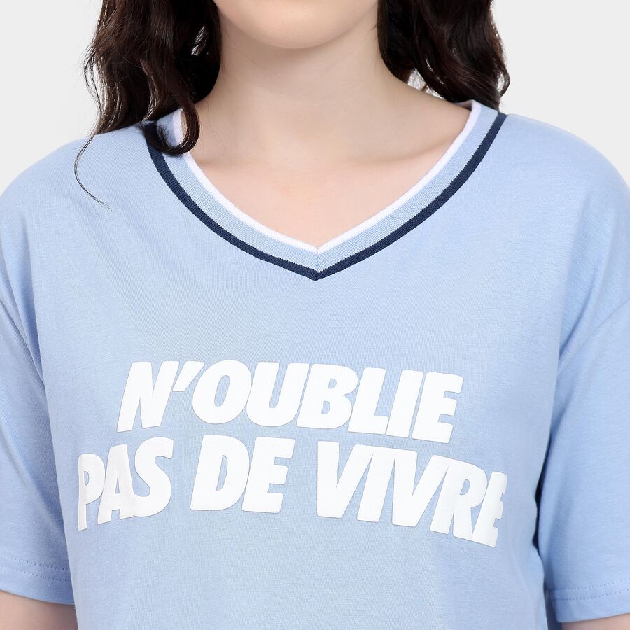 Ladies' 100% Cotton Crop  Top, Light Blue, large image number null