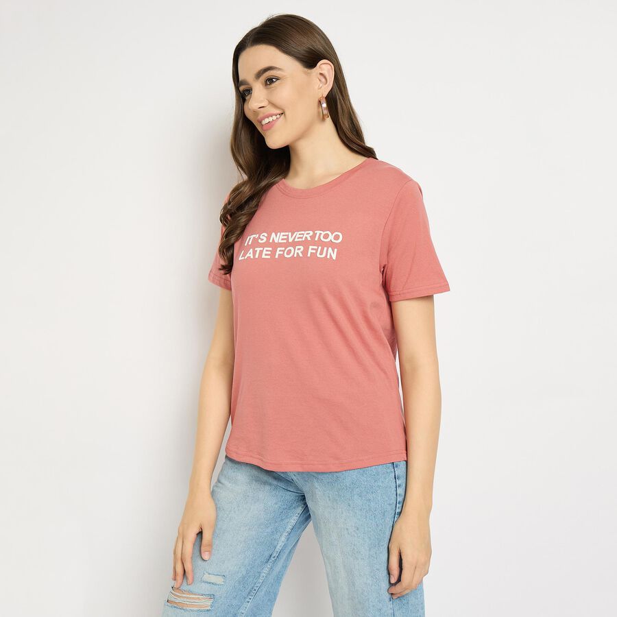 Ladies' Round Neck T-Shirt, हल्का गुलाबी, large image number null