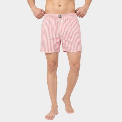 Men's Pink Relaxed Fit Striped Boxers