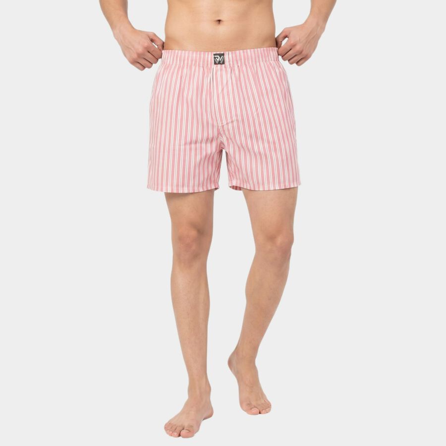 Men's Pink Relaxed Fit Striped Boxers, Light Pink, large