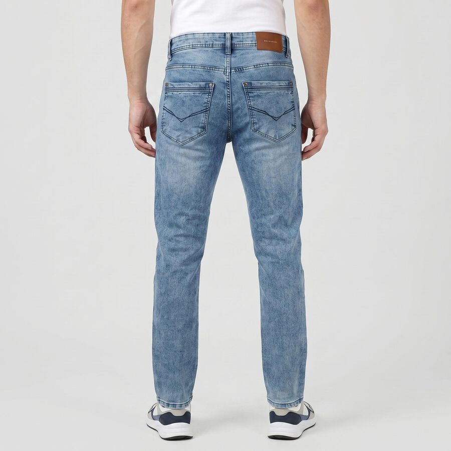 Men's Light Blue Slim Fit Washed Jeans, हल्का नीला, large