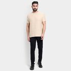 Men's 100% Cotton Round Neck Half Sleeves T-Shirt , Beige, small image number null