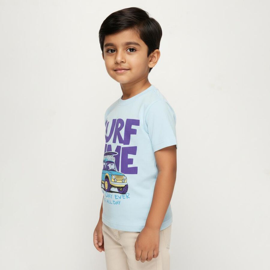 Boys' 100% Cotton Half Sleeves T-Shirt, Light Blue, large image number null