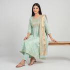 Women's Aqua Embroidered Ethnic Set, एक्वा, small