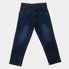 Boys' Blue Straight Fit Washed Jeans, Dark Blue, small