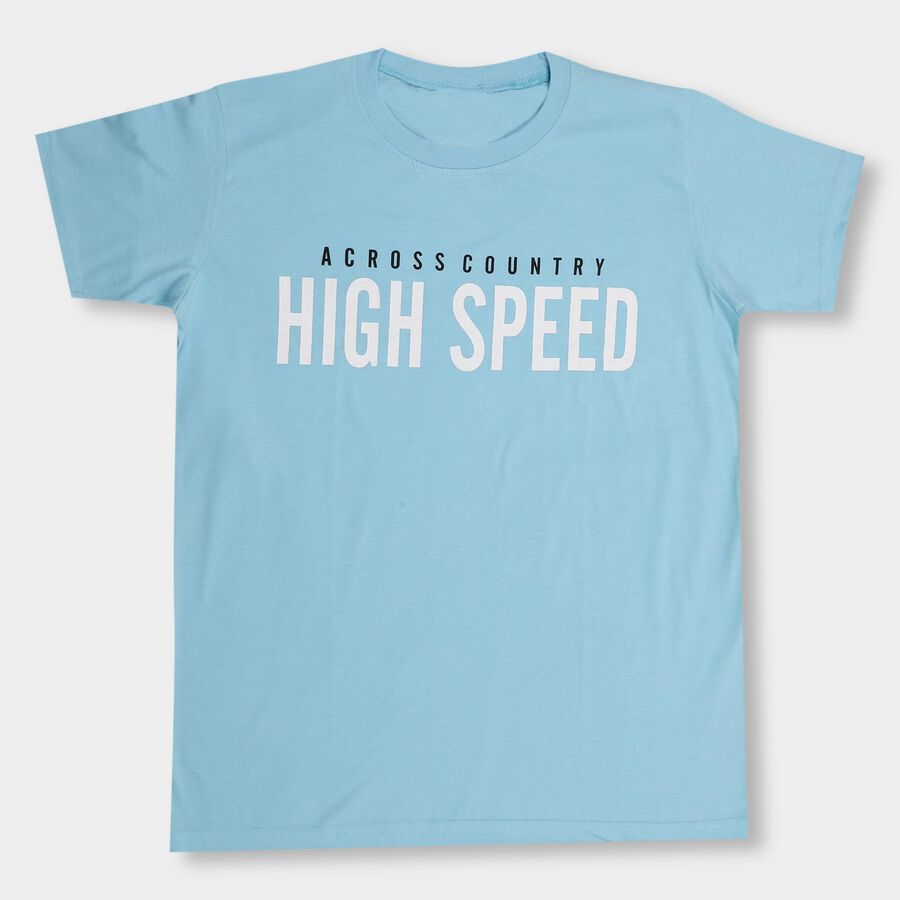 Boys' Half Sleeves T-Shirt , Light Blue, large