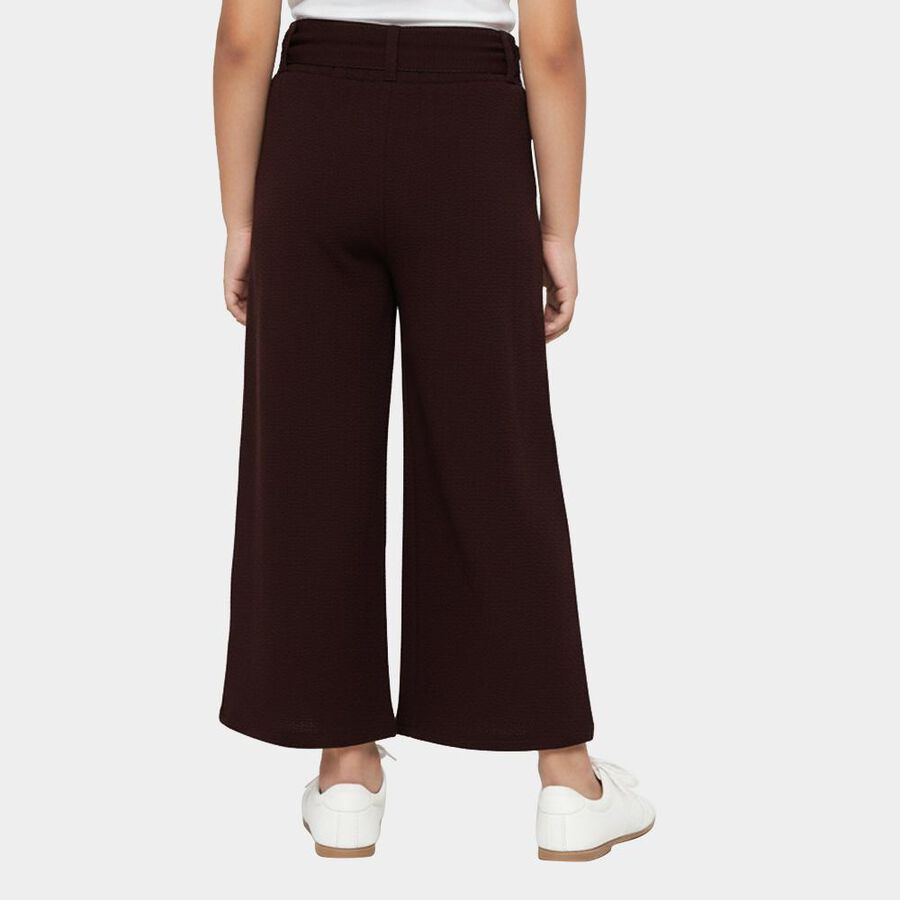 Girls' Wine Regular Fit Heart Printed Pyjama, वाइन, large