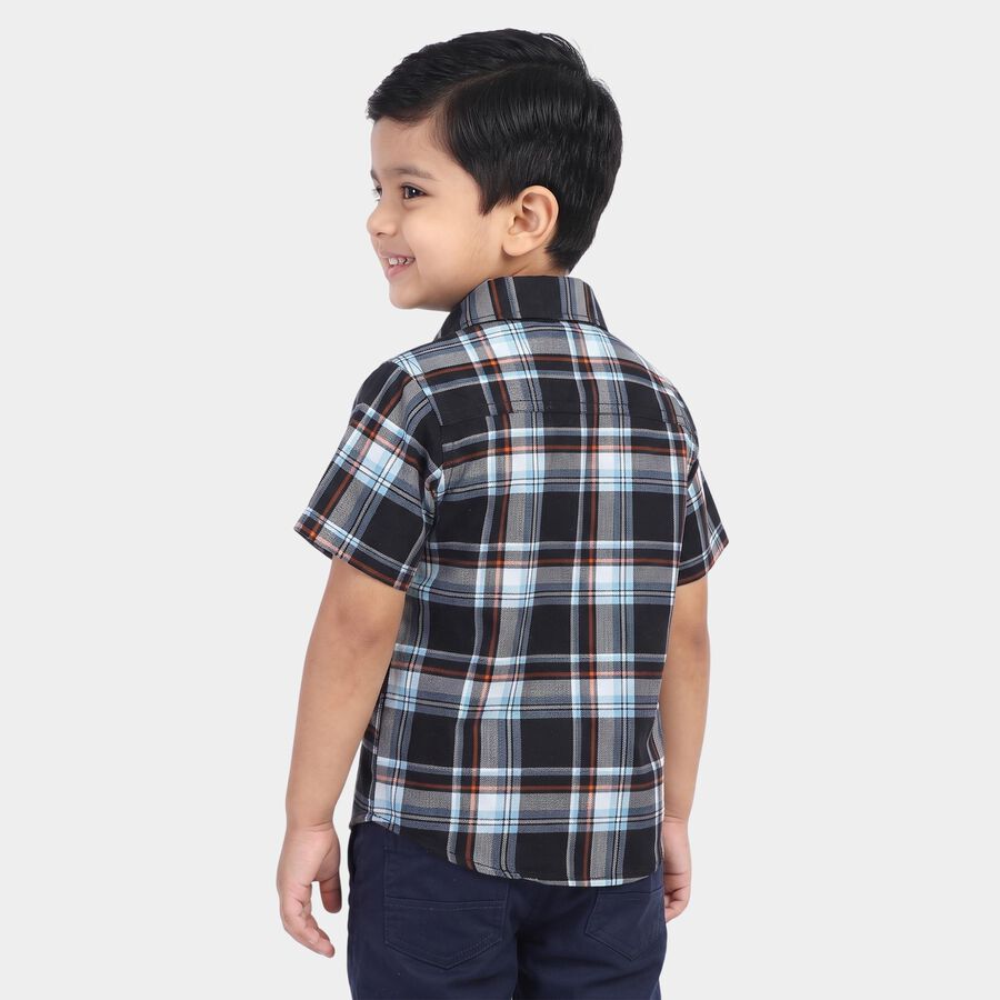 Boys' Navy Blue Cotton Spread Collar Casual Shirt, नेवी ब्लू, large