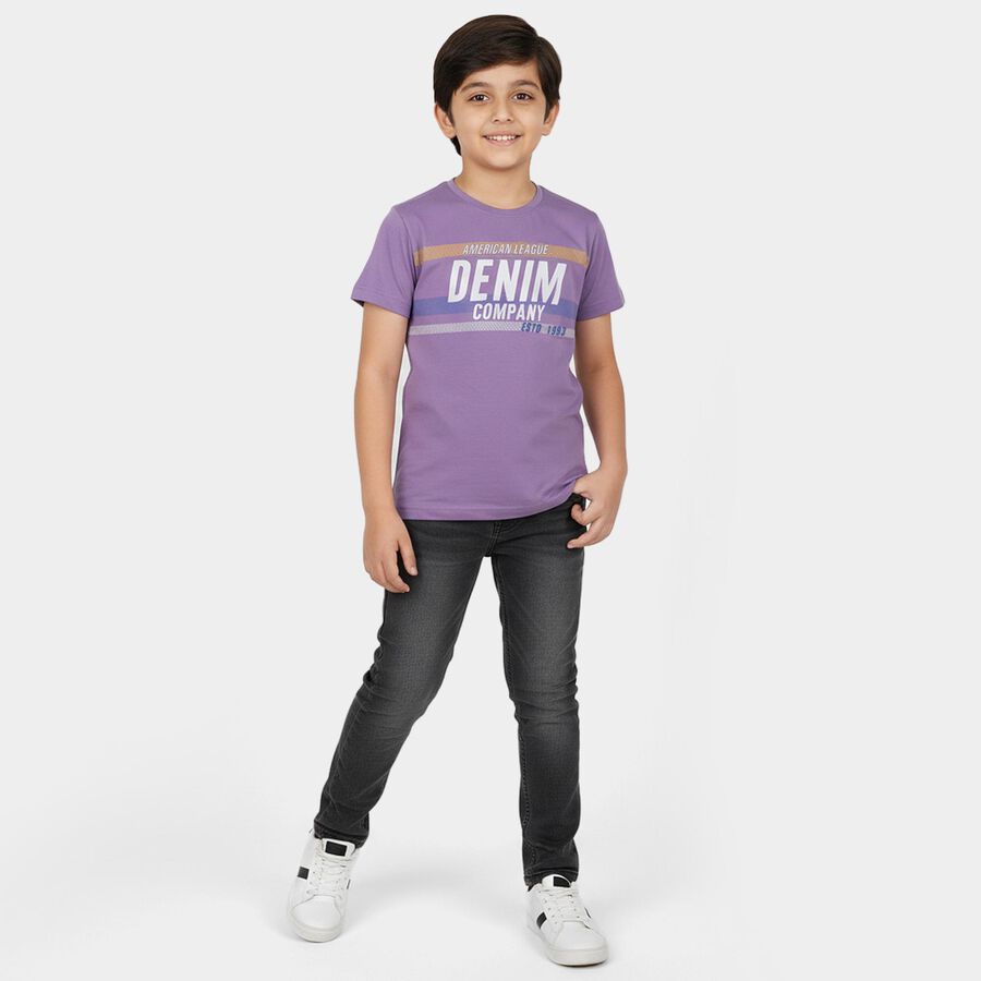 Boys' Half Sleeves T-Shirt, लाइलेक, large