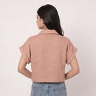 Women's Light Pink Camp Collar Regular Fit Shirt, हल्का गुलाबी, small