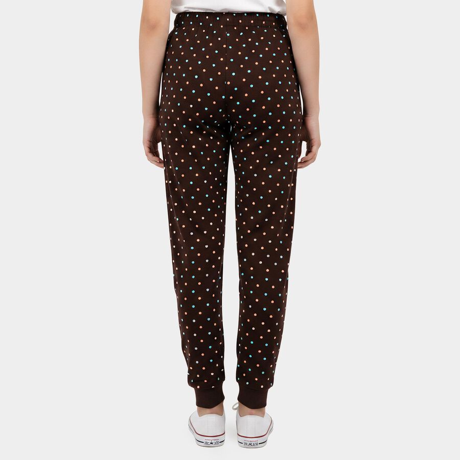 Girls Brown Jogger Heart Printed Pyjama, Brown, large