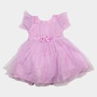 Girls' Lilac Fit and Flare Embellished Tulle Party Wear Frock, Lilac, small