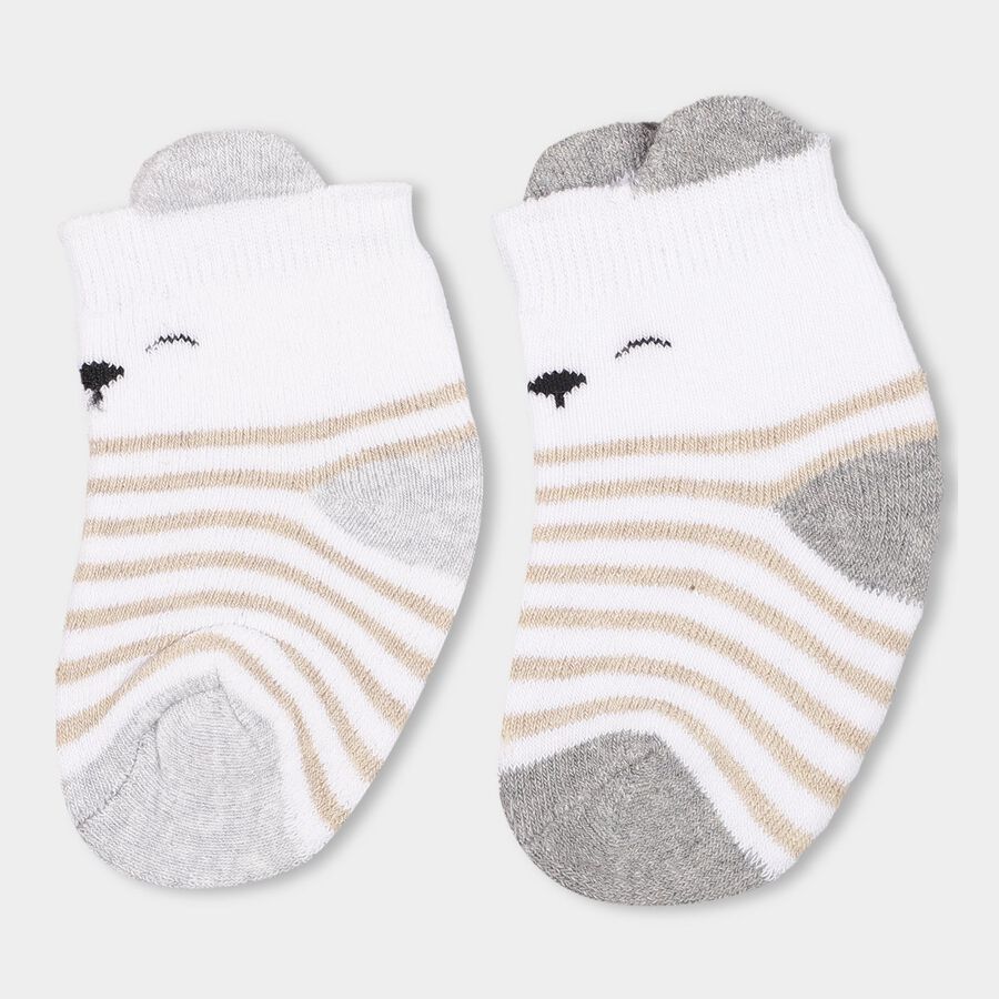 Infants Bright White Ankle Length Jacquard Socks, ऑफ व्हाइट, large image number null
