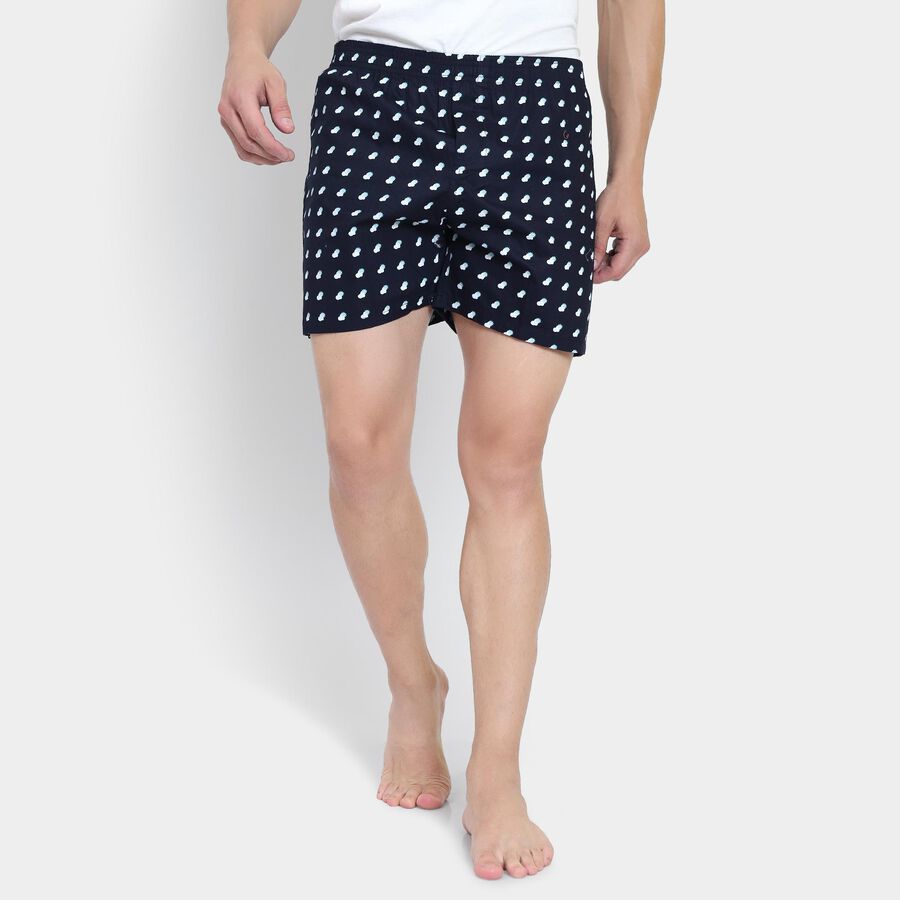 Men's 100% Cotton Boxers , Navy Blue, large