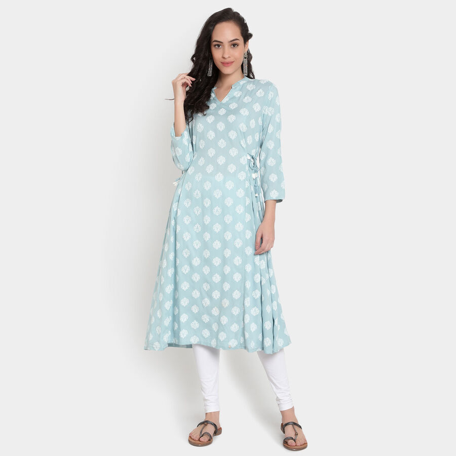 3/4Th Sleeves Straight Kurta, Light Blue, large image number null
